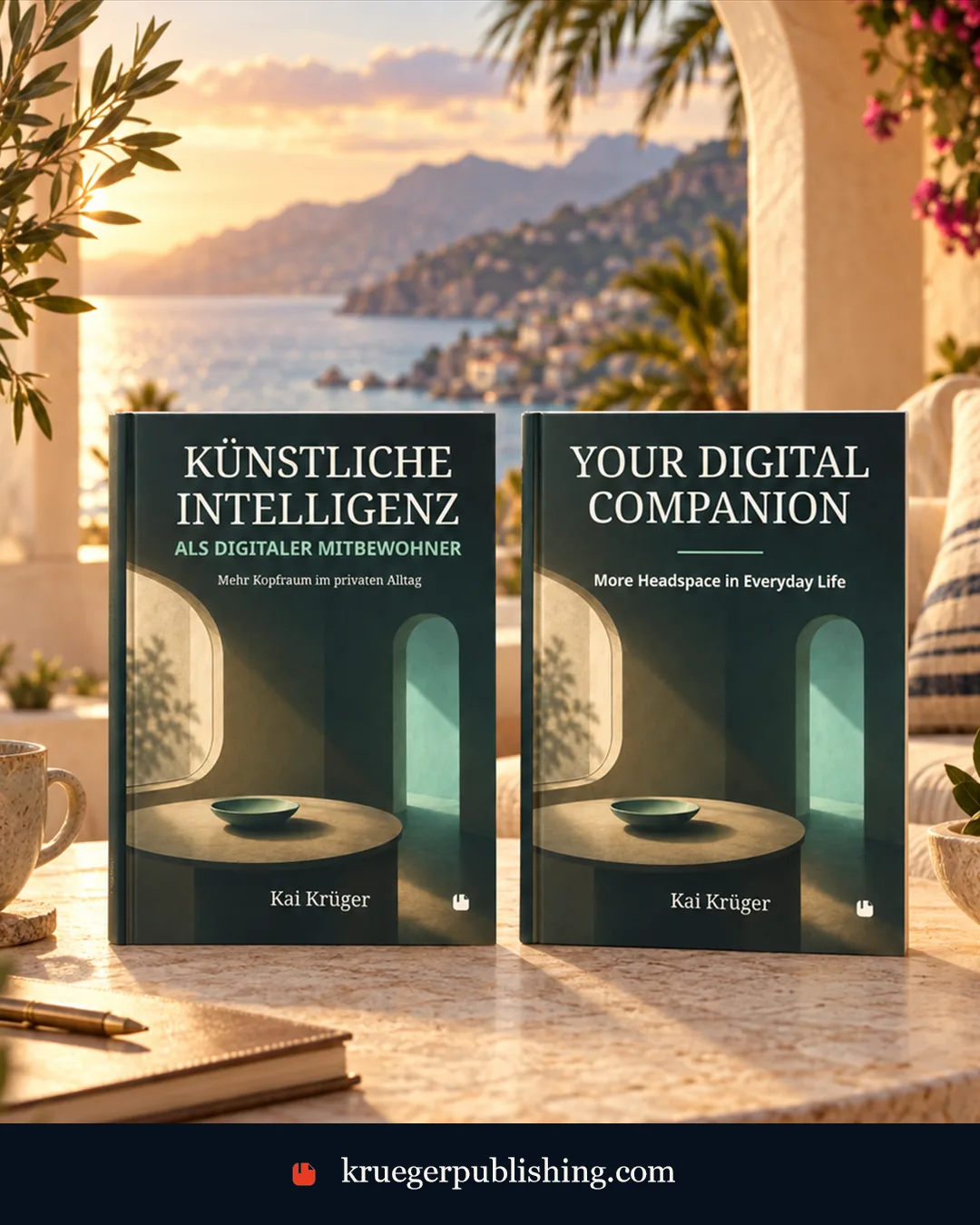 Digitaler Mitbewohner und Your Digital Companion in einer ruhigen Wohnszene